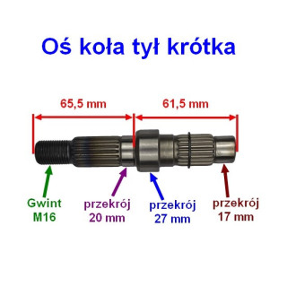 Wałek przekładni tył krótki do skutera Romet 727 50 4T ECO JOY Komfort - oś koła
