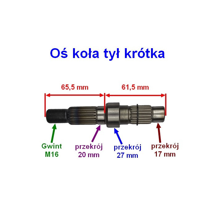 Wałek przekładni tył krótki do skutera Romet 727 50 4T ECO JOY Komfort - oś koła
